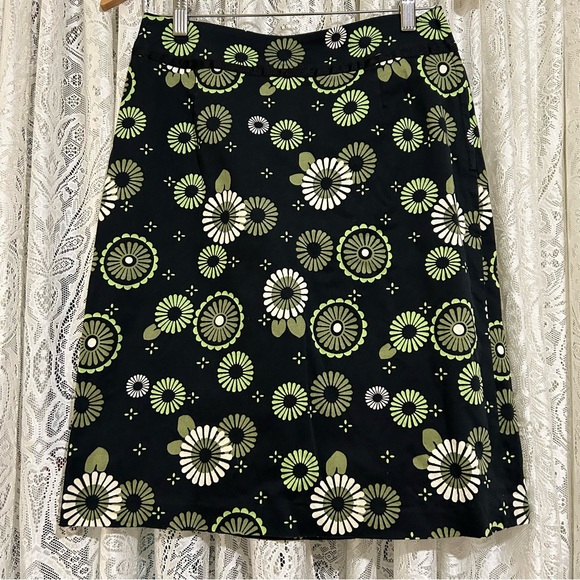 Cleo black patterned cotton A-line skirt. - Picture 2 of 7